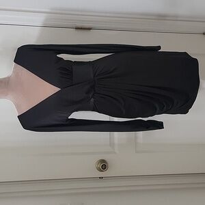 Hoaglund, NEW with Tag, Size 4 Double V Neck Mini Dress with Leather Waist Band